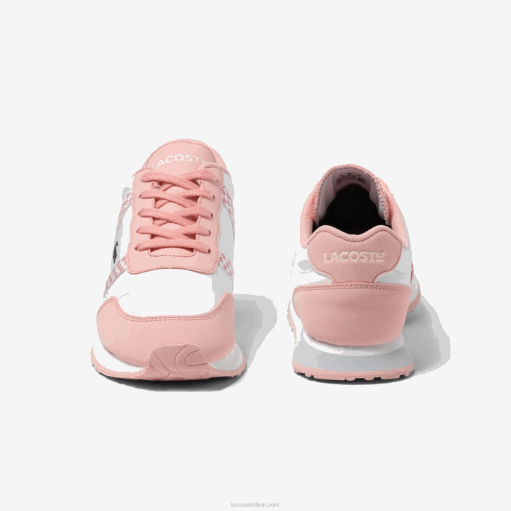 juniores Lacoste branco e rosa b53 tênis sintético parceiro 08D03311