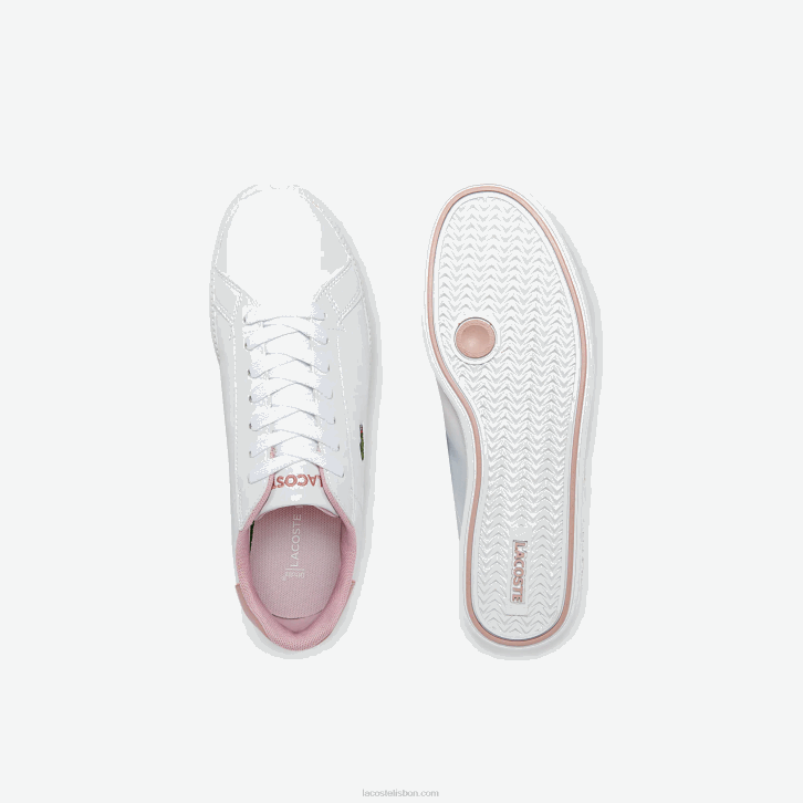 juniores Lacoste branco e rosa claro 1a9 tênis sintético graduado 08D03330