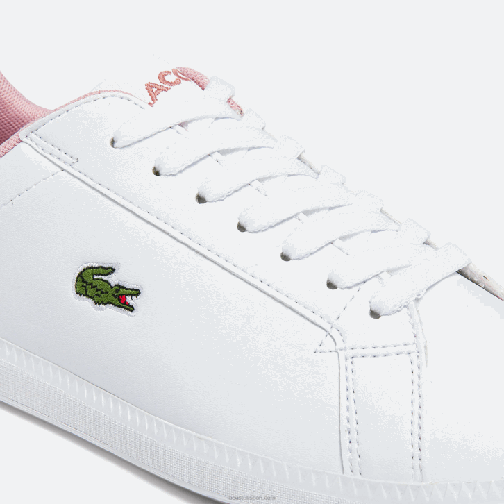juniores Lacoste branco e rosa claro 1a9 tênis sintético graduado 08D03330