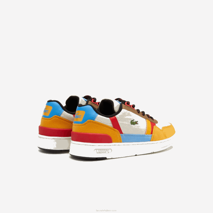 juniores Lacoste off white & amarelo ht3 sapatos sintéticos de inverno t-clip ao ar livre 08D03334