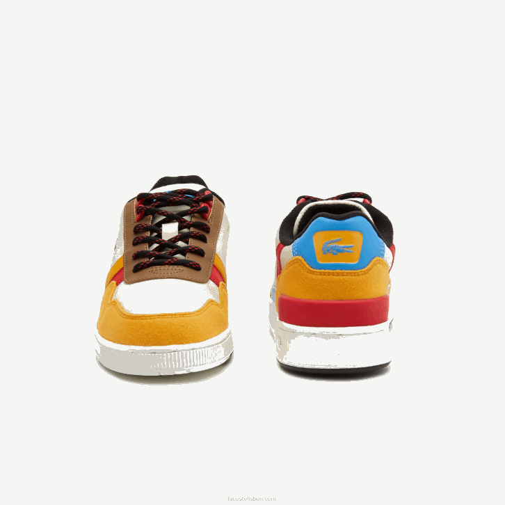 juniores Lacoste off white & amarelo ht3 sapatos sintéticos de inverno t-clip ao ar livre 08D03334