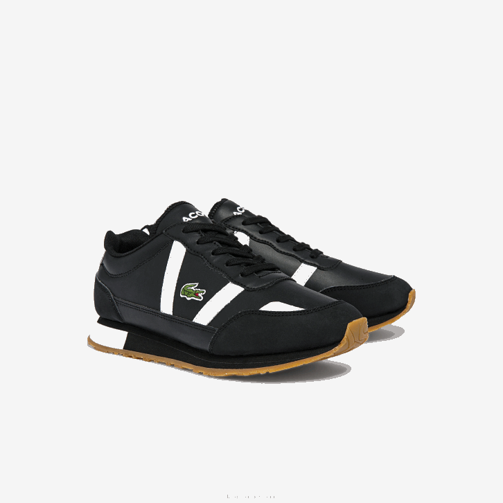 juniores Lacoste preto e branco 312 tênis sintético parceiro 08D03318