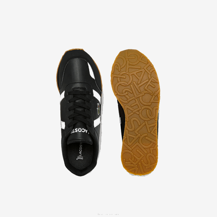 juniores Lacoste preto e branco 312 tênis sintético parceiro 08D03318