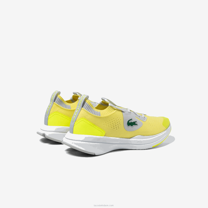 juniores Lacoste ylw/lt gry 382 tênis de tecido de malha run spin 08D03313