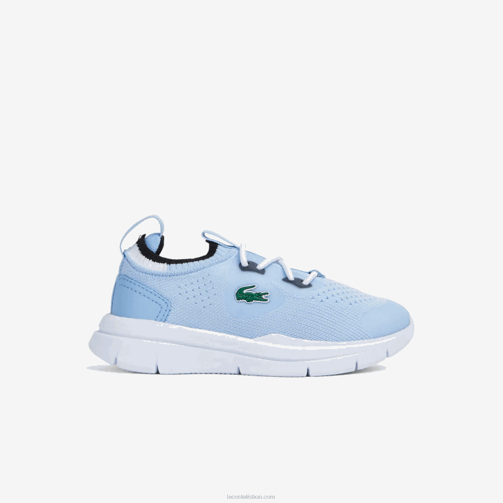 bebês Lacoste azul claro branco 2k7 tênis run spin knit com contraste de cor têxtil 08D02980