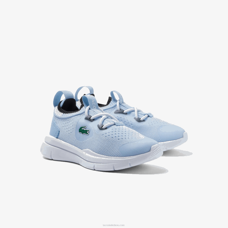 bebês Lacoste azul claro branco 2k7 tênis run spin knit com contraste de cor têxtil 08D02980