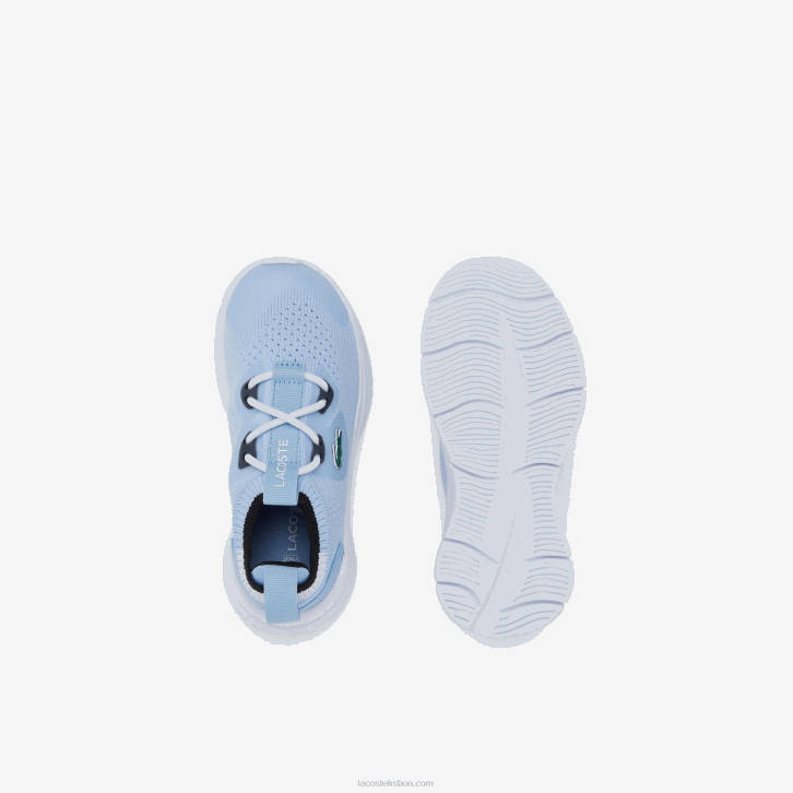 bebês Lacoste azul claro branco 2k7 tênis run spin knit com contraste de cor têxtil 08D02980