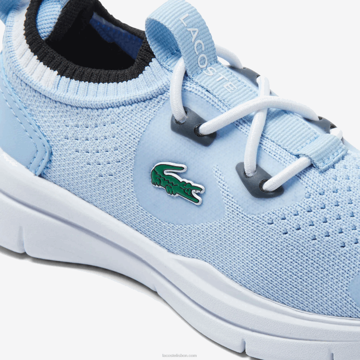 bebês Lacoste azul claro branco 2k7 tênis run spin knit com contraste de cor têxtil 08D02980