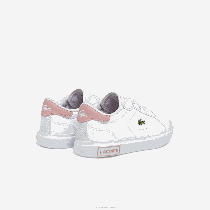 bebês Lacoste branco e rosa claro 1a9 tênis sintético powercourt 08D02936