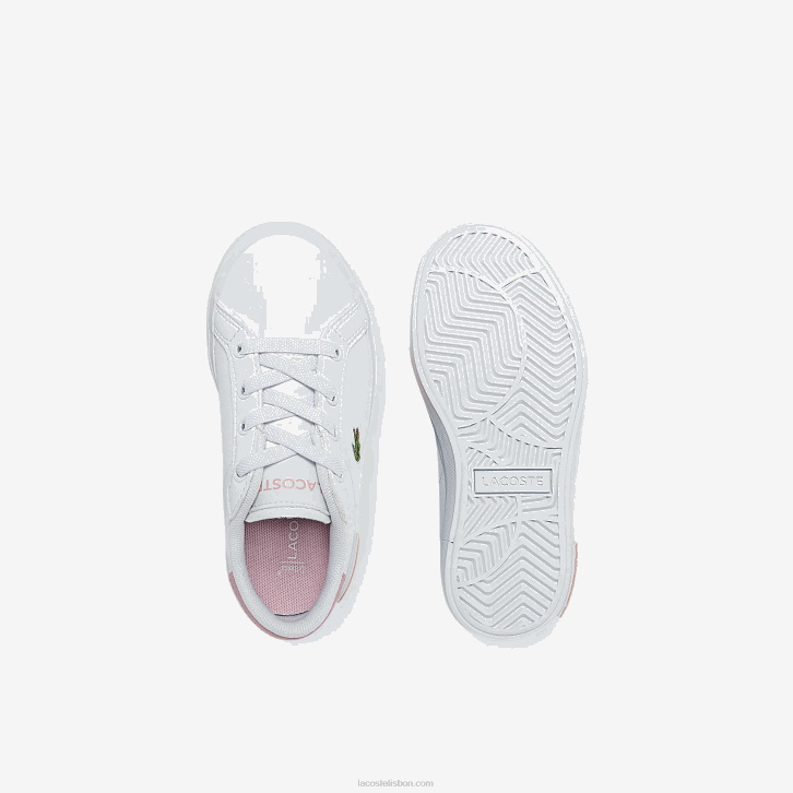 bebês Lacoste branco e rosa claro 1a9 tênis sintético powercourt 08D02936