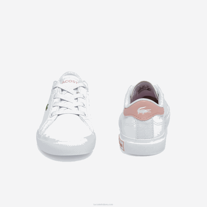 bebês Lacoste branco e rosa claro 1a9 tênis sintético powercourt 08D02936