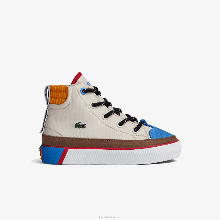 bebês Lacoste off white & amarelo ht3 sapatos ao ar livre em tecido de inverno gripshot 08D02986