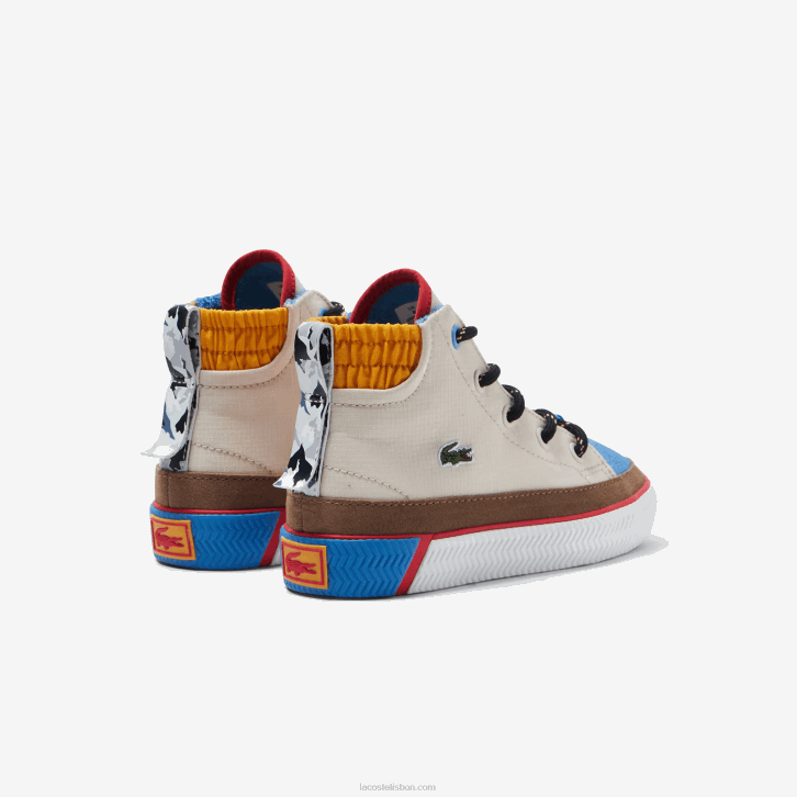 bebês Lacoste off white & amarelo ht3 sapatos ao ar livre em tecido de inverno gripshot 08D02986