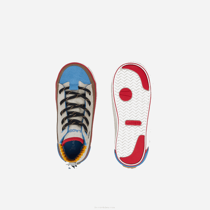 bebês Lacoste off white & amarelo ht3 sapatos ao ar livre em tecido de inverno gripshot 08D02986