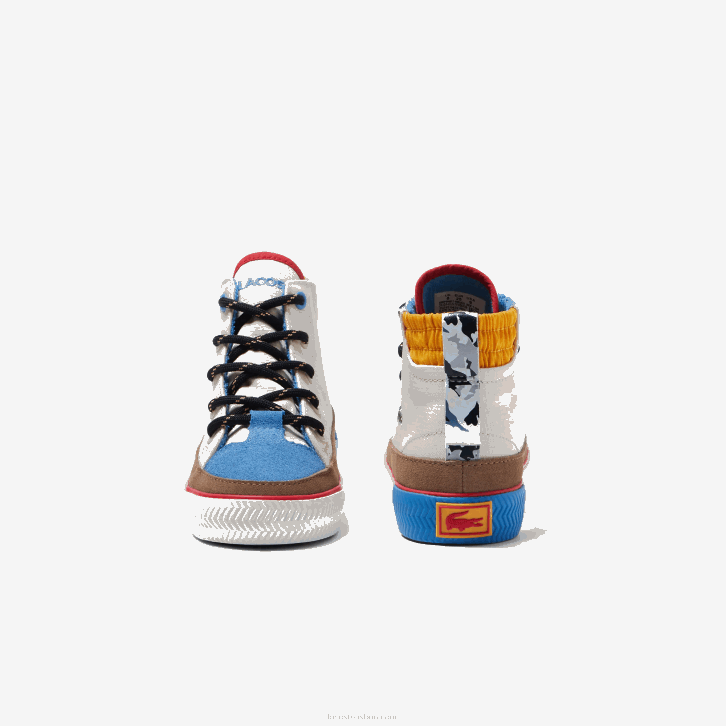 bebês Lacoste off white & amarelo ht3 sapatos ao ar livre em tecido de inverno gripshot 08D02986