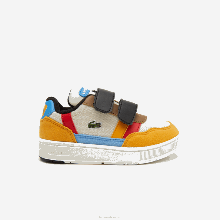 bebês Lacoste off white & amarelo ht3 sapatos sintéticos de inverno t-clip ao ar livre 08D02992
