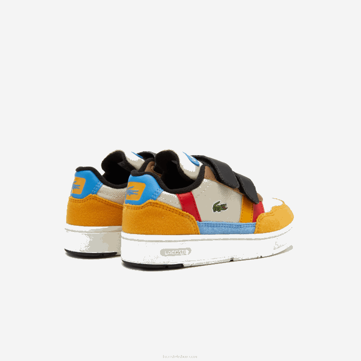 bebês Lacoste off white & amarelo ht3 sapatos sintéticos de inverno t-clip ao ar livre 08D02992