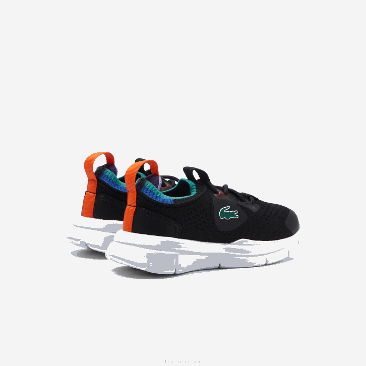 bebês Lacoste preto azul 011 tênis run spin knit com contraste de cor têxtil 08D02981