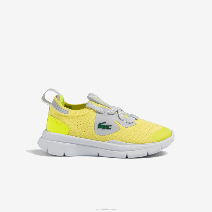 bebês Lacoste ylw/lt gry 382 tênis de tecido de malha run spin 08D02930