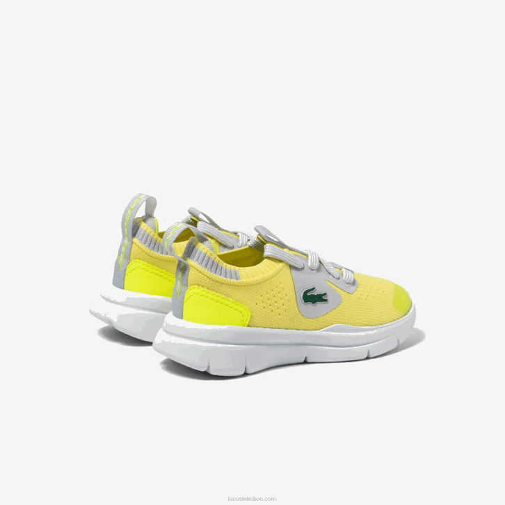bebês Lacoste ylw/lt gry 382 tênis de tecido de malha run spin 08D02930
