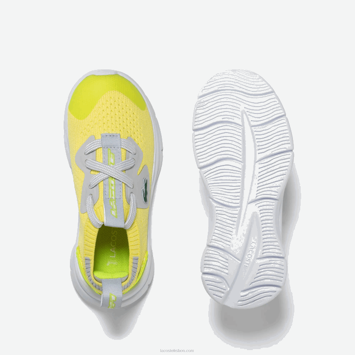 bebês Lacoste ylw/lt gry 382 tênis de tecido de malha run spin 08D02930
