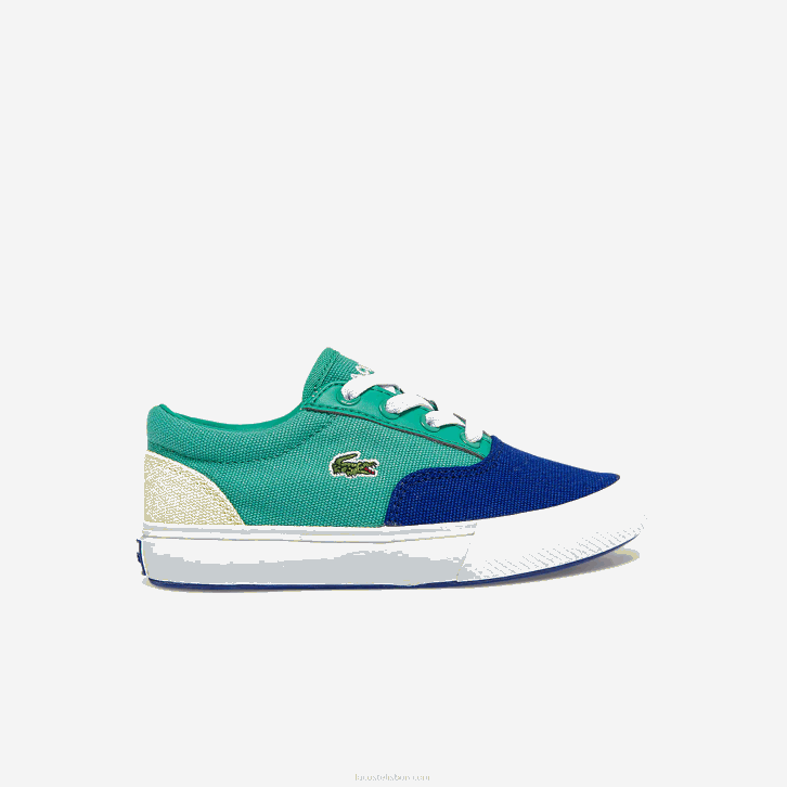 bebês Lacoste azul verde bg3 salto serve tênis de lona de renda 08D02976
