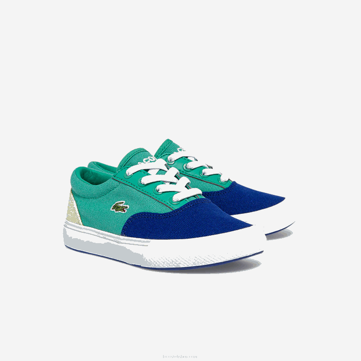 bebês Lacoste azul verde bg3 salto serve tênis de lona de renda 08D02976