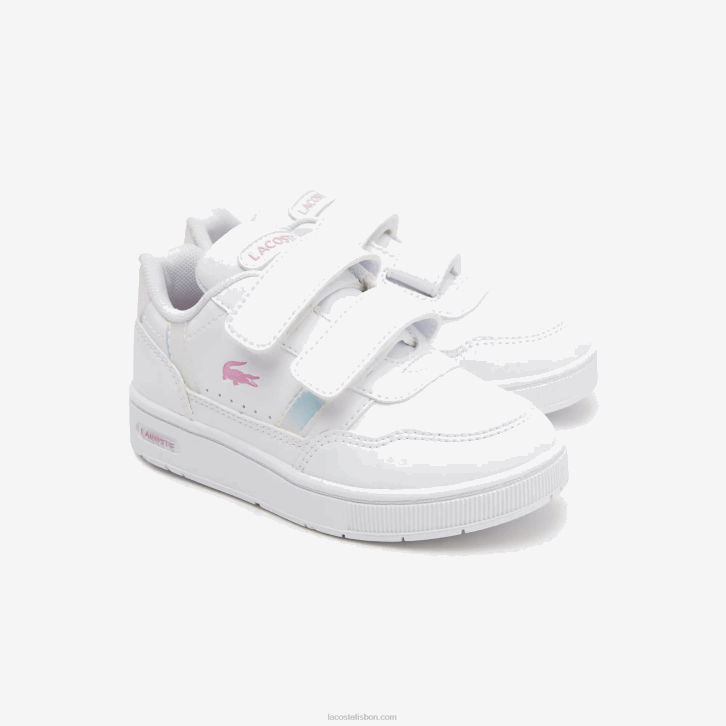 bebês Lacoste branco 21g Tênis de salto sintético com clipe em T 08D02938