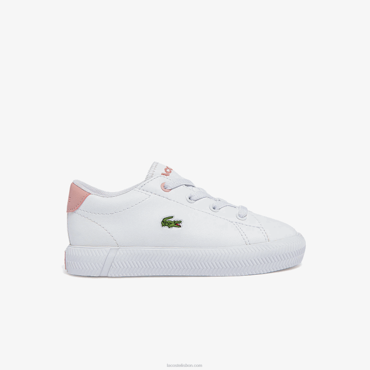bebês Lacoste branco e rosa claro 1a9 tênis gripshot 08D02970