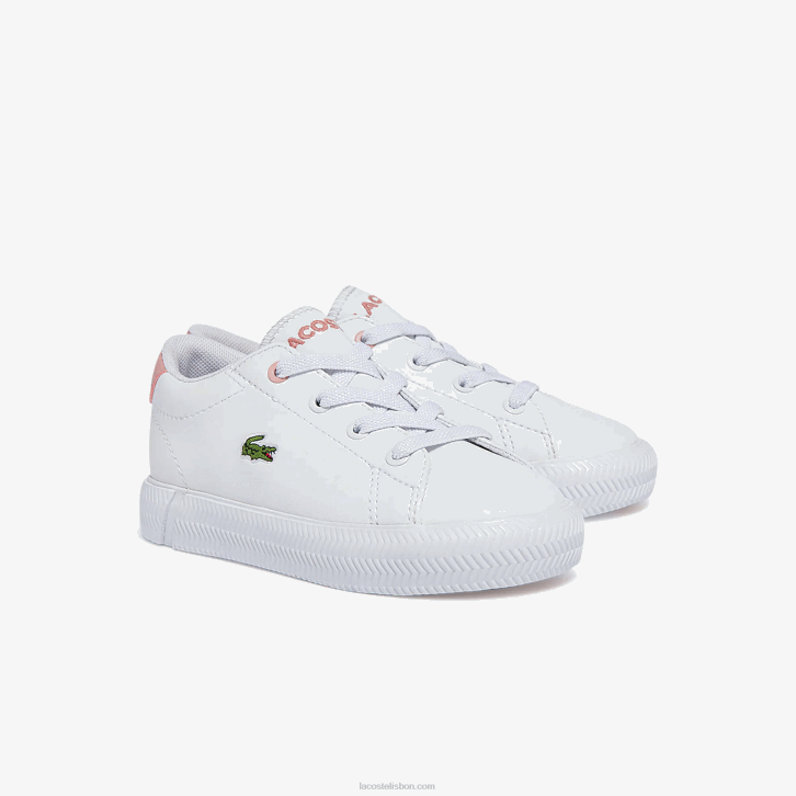 bebês Lacoste branco e rosa claro 1a9 tênis gripshot 08D02970