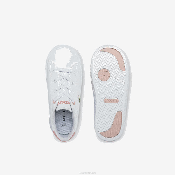 bebês Lacoste branco e rosa claro 1a9 tênis gripshot 08D02970