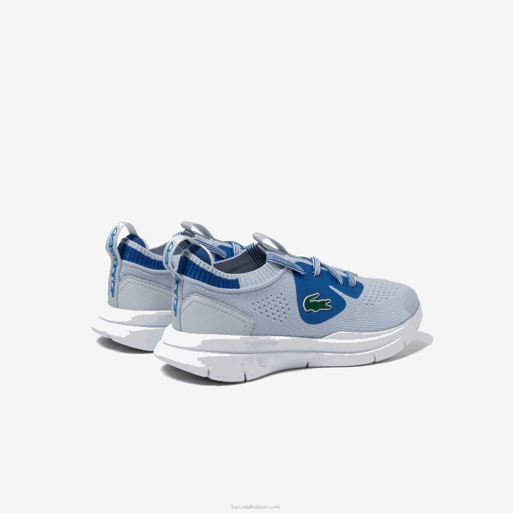 crianças Lacoste azul claro 52c tênis de tecido de malha run spin 08D03069