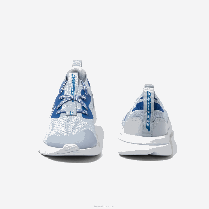 crianças Lacoste azul claro 52c tênis de tecido de malha run spin 08D03069