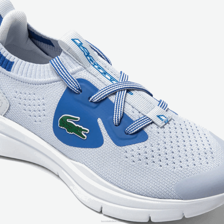crianças Lacoste azul claro 52c tênis de tecido de malha run spin 08D03069
