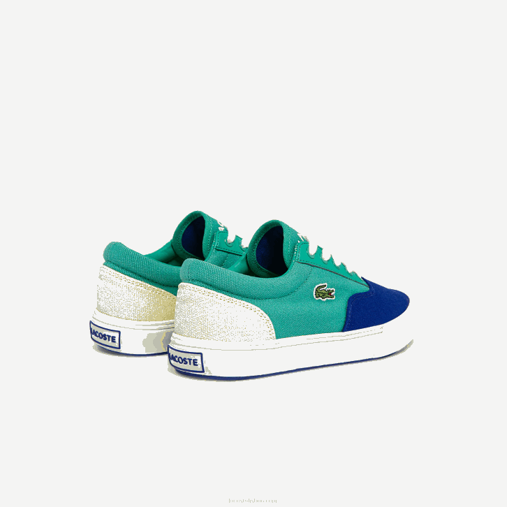 crianças Lacoste azul verde bg3 salto serve tênis de lona de renda 08D03264