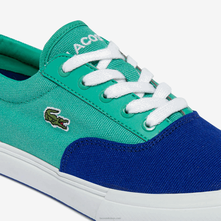 crianças Lacoste azul verde bg3 salto serve tênis de lona de renda 08D03264