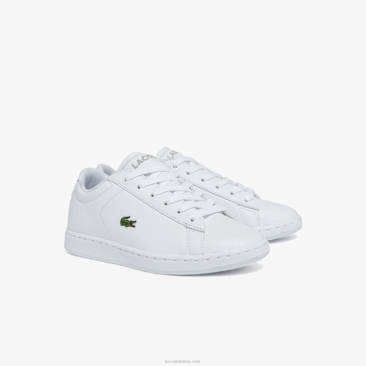 crianças Lacoste branco 21g tênis sintético carnaby evo bl 08D03226