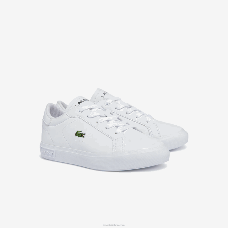 crianças Lacoste branco 21g tênis sintético powercourt 08D03067