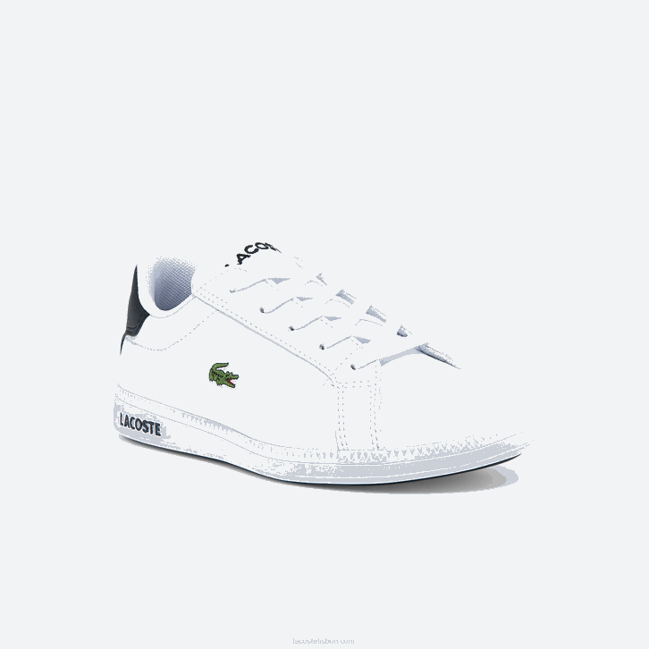 crianças Lacoste branco e preto 147 tênis graduado 08D03302