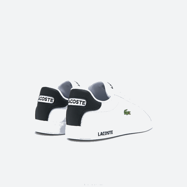 crianças Lacoste branco e preto 147 tênis graduado 08D03302