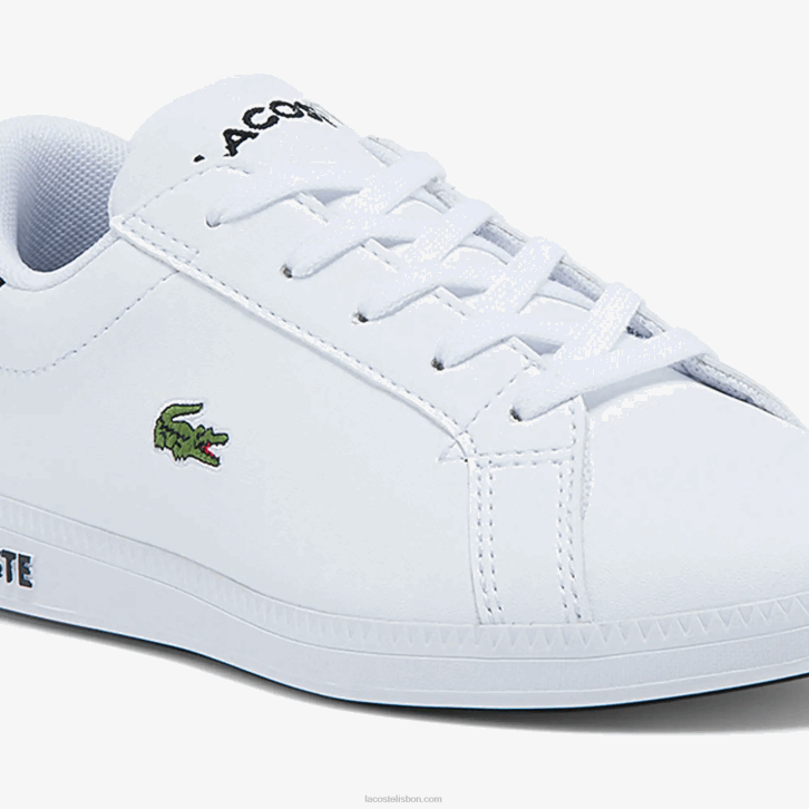 crianças Lacoste branco e preto 147 tênis graduado 08D03302