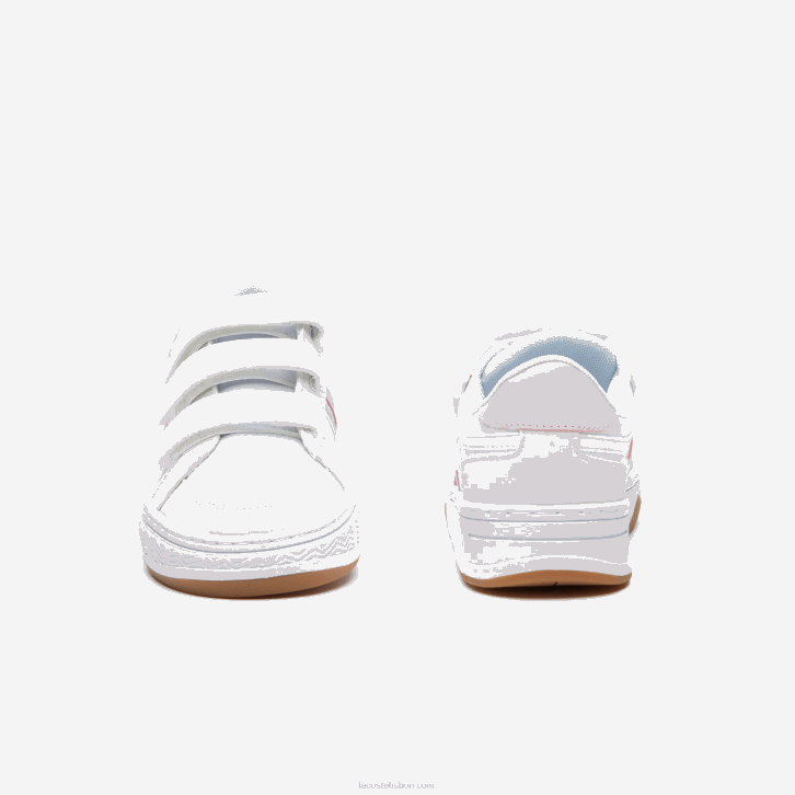 crianças Lacoste branco e rosa b53 tênis sintético l001 08D03258