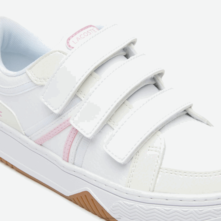 crianças Lacoste branco e rosa b53 tênis sintético l001 08D03258