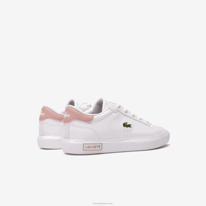 crianças Lacoste branco e rosa claro 1a9 tênis sintético powercourt 08D03066