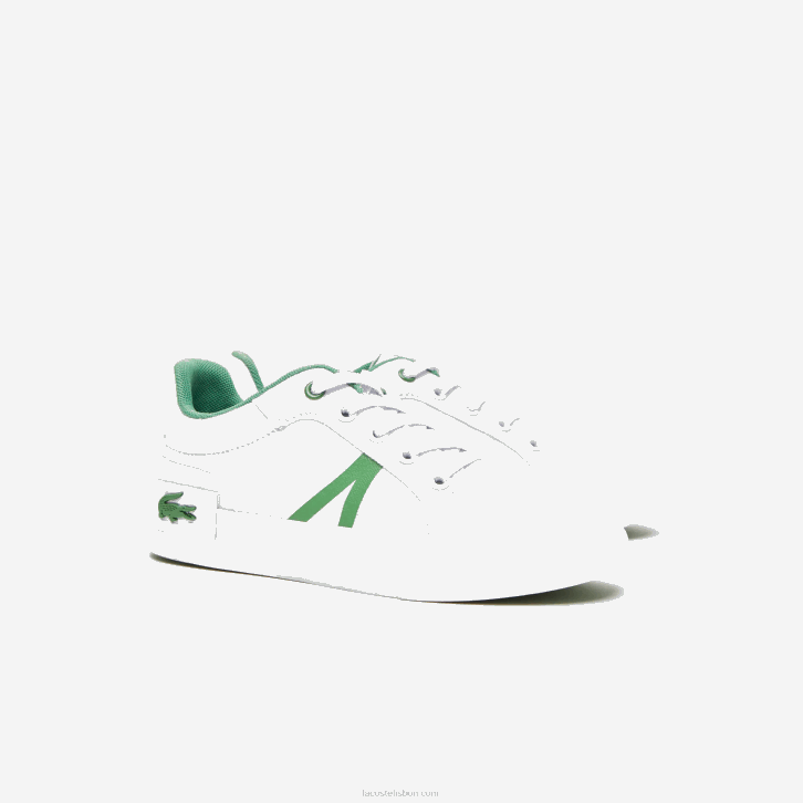 crianças Lacoste branco/verde 082 l004 sapatilhas têxteis 08D03060