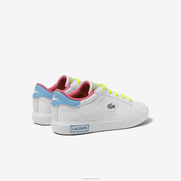 crianças Lacoste branco/verde 082 tênis powercourt sintético color-pop 08D03071