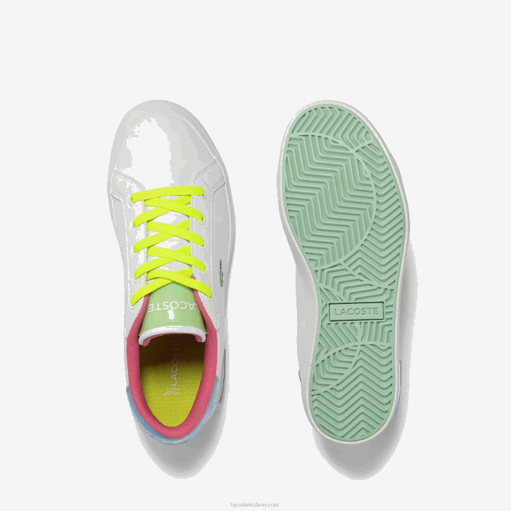 crianças Lacoste branco/verde 082 tênis powercourt sintético color-pop 08D03071