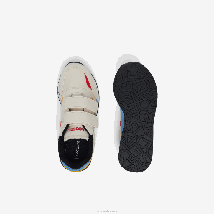 crianças Lacoste off white & amarelo ht3 sapatos sintéticos de inverno parceiros 08D03306