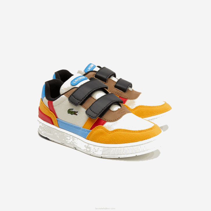 crianças Lacoste off white & amarelo ht3 sapatos sintéticos de inverno t-clip ao ar livre 08D03303