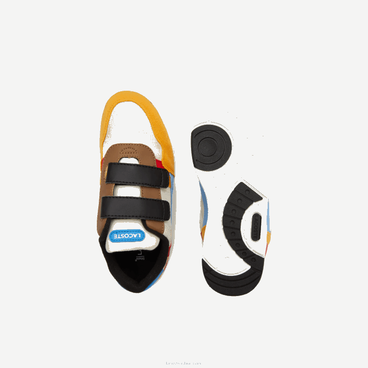 crianças Lacoste off white & amarelo ht3 sapatos sintéticos de inverno t-clip ao ar livre 08D03303